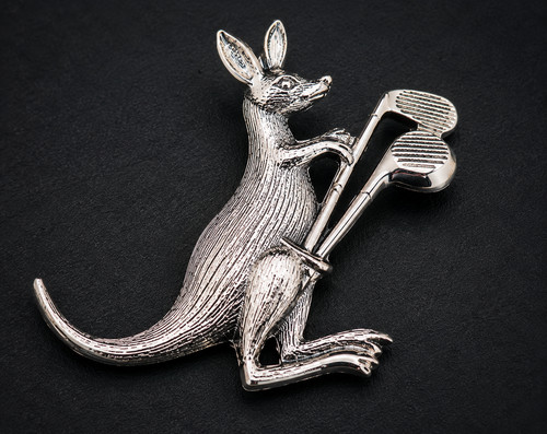 Vintage kangaroo golf brooch - kangaroo,