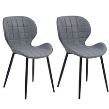 2x Living Dining Room Square Pattern Cushioned Fabric Padded Designer Chair			