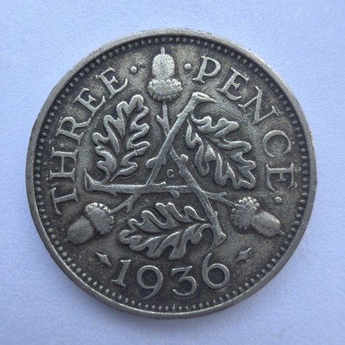 1936 threepence coin - threepence, king