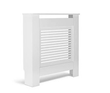 Radiator Cover White Mini Austin Wooden Slatted Design Modern Shelf Unit 78cm