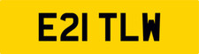 OLD QUALITY 2 DIGIT PRIVATE DVLA REG NUMBER PLATE ALL FEES PAID E21 TLW / TL TW