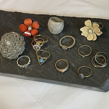 Bundle Rings Costume Jewellery Cocktail  Stones Various Colours Designs Sizes