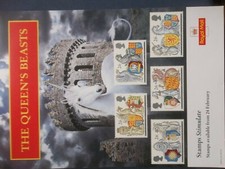 ROYAL MAIL A4 POST OFFICE POSTER 1998 THE QUEENS BEASTS HERALDRY COAT OF ARMS