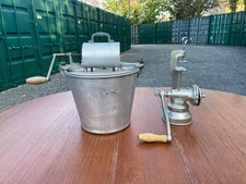 Antique Meat Grinder Mincer  With An Antique Ice cream Milk Churn Hand-Crank