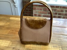 Russell & Bromley Stuart Weitzman Handbag Canvas and Patient Leather Brown /Gold