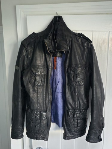 Superdry men black leather - black,
