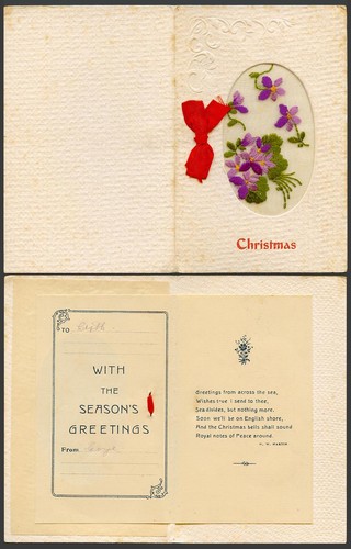 Ww1 silk embroidered old - silk,