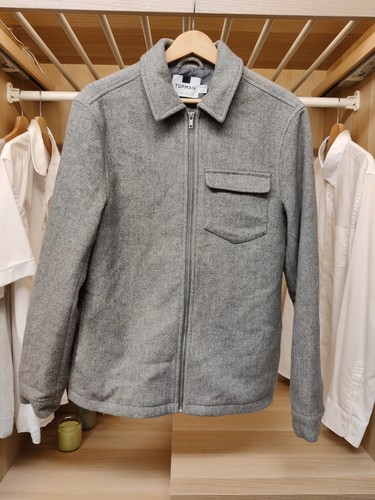 Topman small grey coat jacket - topman,