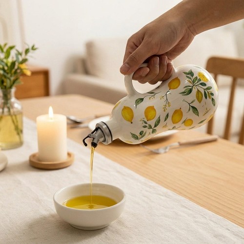 Ceramic olive oil dispenser - olive,