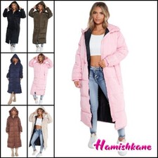 Womens Maxi Longline Coat Oversized Hooded Puffer Padded Ladies Winter Outwear