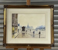 Stunning Watercolour Cityscape Scene By Artist Digby Page - Beautifully Framed