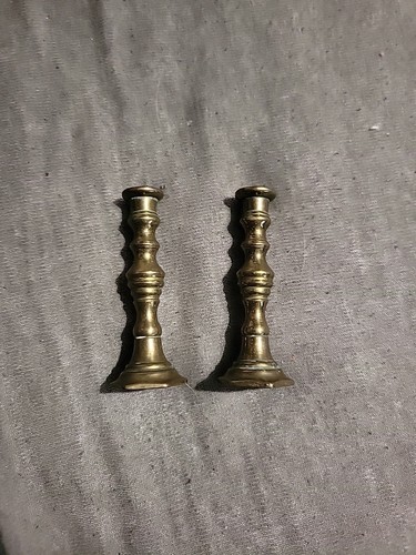 Miniature brass candle sticks - brass,
