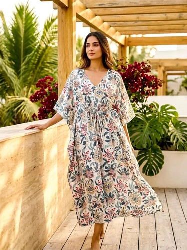 Indian cotton white floral - indian,