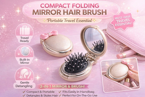 Compact folding hair - hair, brush
