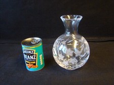 Large & Heavy Royal Doulton Cut Glass Lead Crystal 7.5 inch Vase Etched Flowers