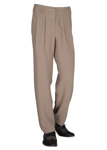 Beige retro pleated - retro, trousers