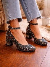 Floral Tapestry Block Heel