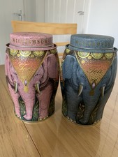 2 WILLIAMSON ELEPHANT TEA CADDY TINS EMPTY (NO TEABAGS)