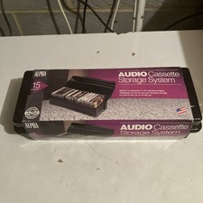 Vintage Cassette Tape Holder Storage Box Alpha USA 15 Rigid Black Plastic Retro