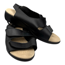 Hotter Open Toe Sandals Women’s UK Size 6 Adjustable Ankle Strap Black