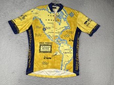 Bike Friday Cycling Shirt Mens Medium 3 Yellow Map VOmax Jersey Made In USA