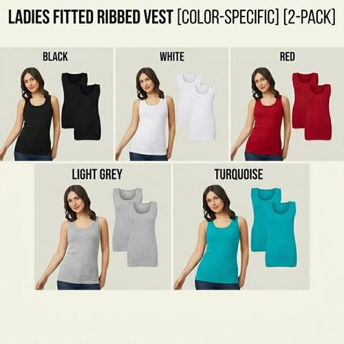 Ladies fitted ribbed vest - ladies,