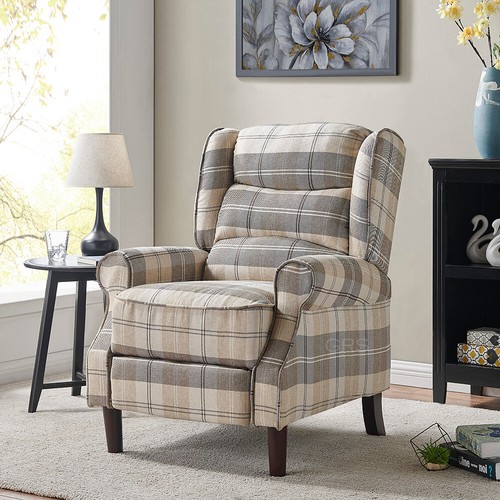 Recliner armchair tartan chair - armchair,
