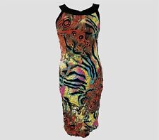 Joseph Ribkoff Multicoloured Bodycoon Stretchy Ruched Embellished Strap Dress 10