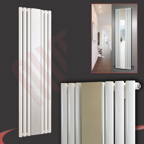 Vertical white mirror - white, radiator