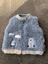 New hand knitted blue  faux