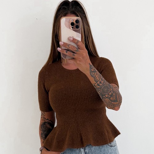 Ladies peplum jumper brown - h&m,