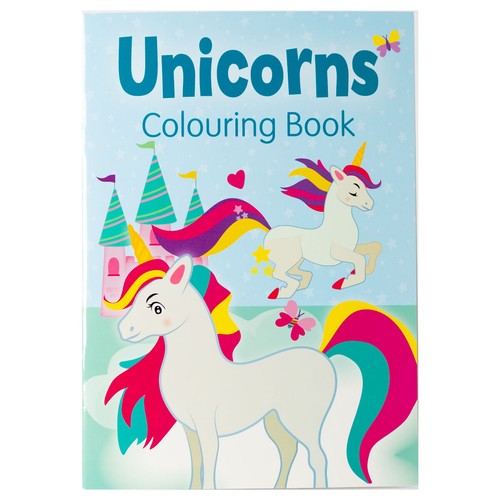 Unicorns colouring book blue - unicorns,
