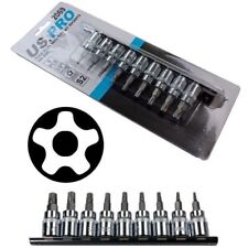 9pc TORX PLUS SECURITY BIT SOCKET SET by US PRO TOOLS T10 to T50 3/8" Drive 