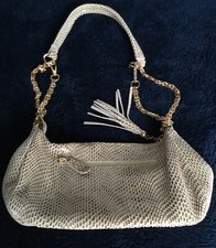 FRANK USHER  -  100%. LEATHER HANDBAG ( With Adjustable Chain Strap )