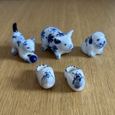 Delft Figurines Cat Pig Pug