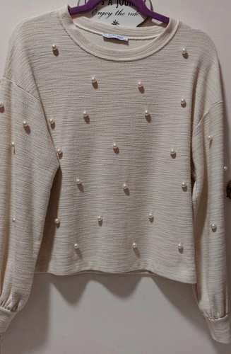Zara cream pearl embellished - cream,