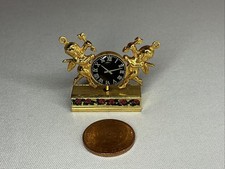 1:12 Scale Dollhouse Ornate Gold Mantel Clock – Miniature with Cherubs
