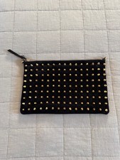 Black Suede Leather Studded Clutch Pouch Bag Vintage Topshop - Excellent