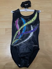 Girls' Quatro Gymnastics Leotard Size CLA 30” Black,Embellished, Striking Look🤩