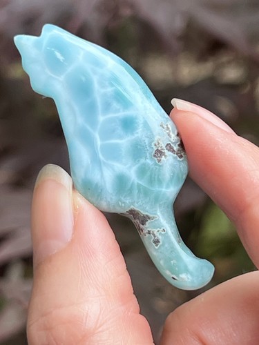 Larimar cat carving - cat, deep