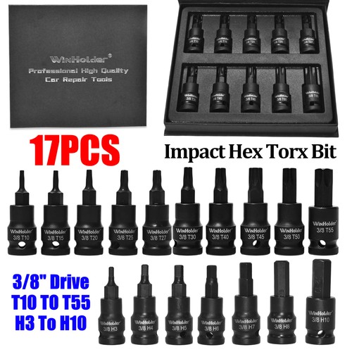 17pcs impact hex torx - hex, bit