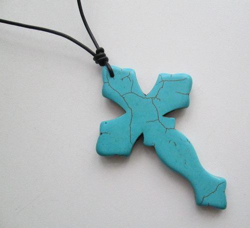 Turquoise howlite cross - howlite,