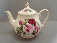 VINTAGE SADLER  BONE CHINA PINK & RED ROSES SWIRL 1 LITRE CAPACITY TEAPOT