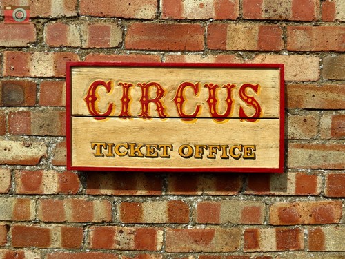 Hand made circus ticket - hand,