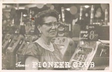 Famous Pioneer Club Casino  Inside View Person & Old Slot Machines RPPC