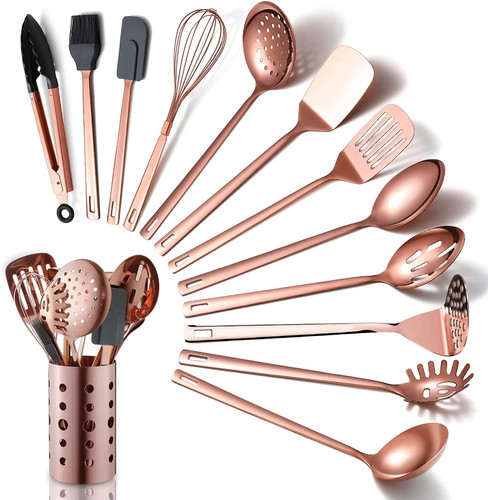 Copper kitchen utensils set - utensils, set,13