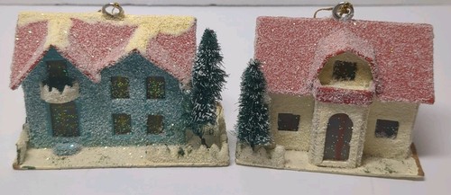 Vtg mica christmas village - (2),
