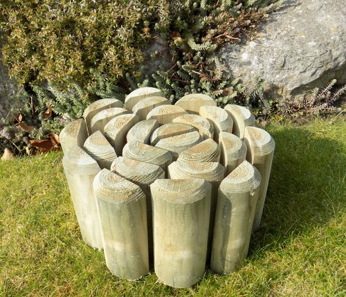 Log roll wooden garden edging - log,
