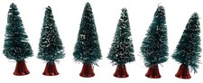 6 x FIR TREES WITH SNOW Christmas Cake Decorations yule log cupcake toppers