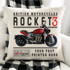 Personalised Motorbike Cushion Cover Triumph Rocket 3 British Bike Gift VBC38